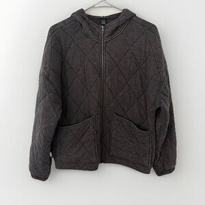 Wild Fable Women’s Small Dark Gray Quilted Long Sleeve Zip Up Hoodie Jacket